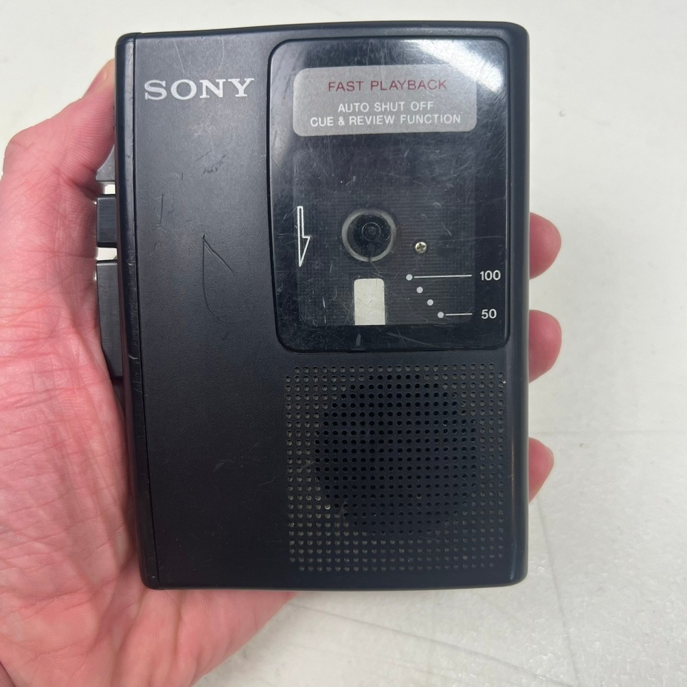 Sony Cassette Corder Portable Tape Recorder Player TCM-S66 Black Vintage *TESTED